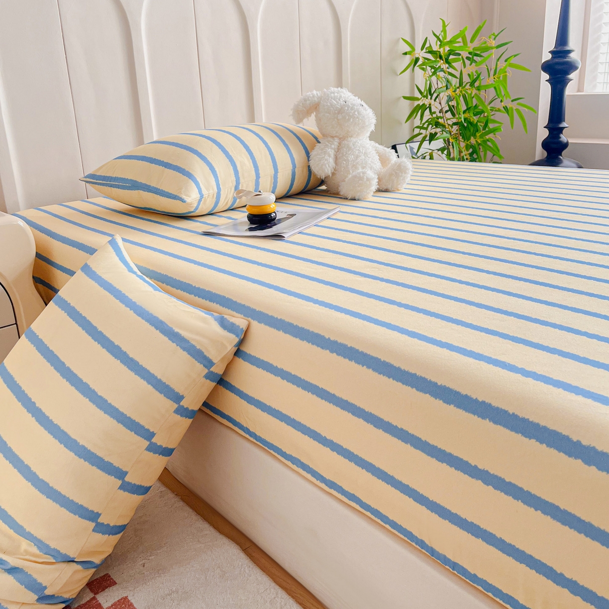 91家纺网 家纺一手货源 找家纺 慕梵家居2025新款100%全棉磨毛单床笠 跃梦