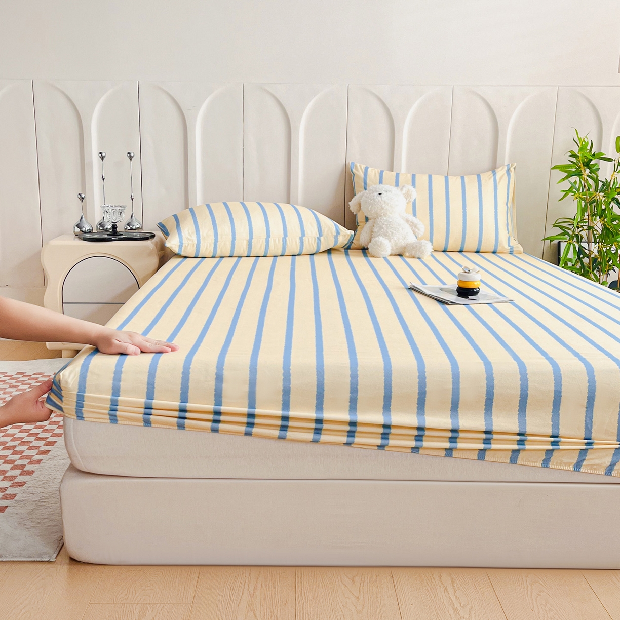 91家纺网 家纺一手货源 找家纺 慕梵家居2025新款100%全棉磨毛单床笠 跃梦