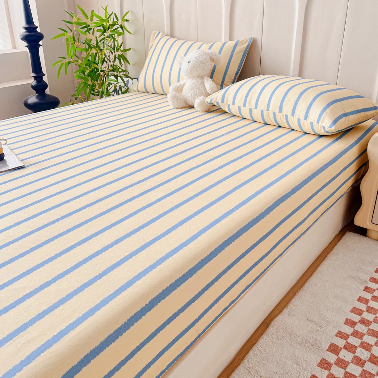 91家纺网 家纺一手货源 找家纺 慕梵家居2025新款100%全棉磨毛单床笠 跃梦