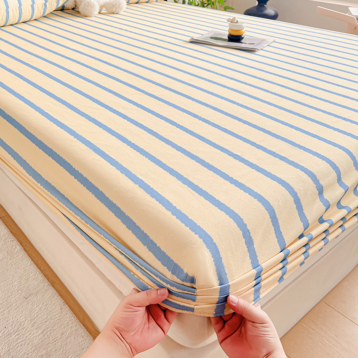 91家纺网 家纺一手货源 找家纺 慕梵家居2025新款100%全棉磨毛单床笠 跃梦