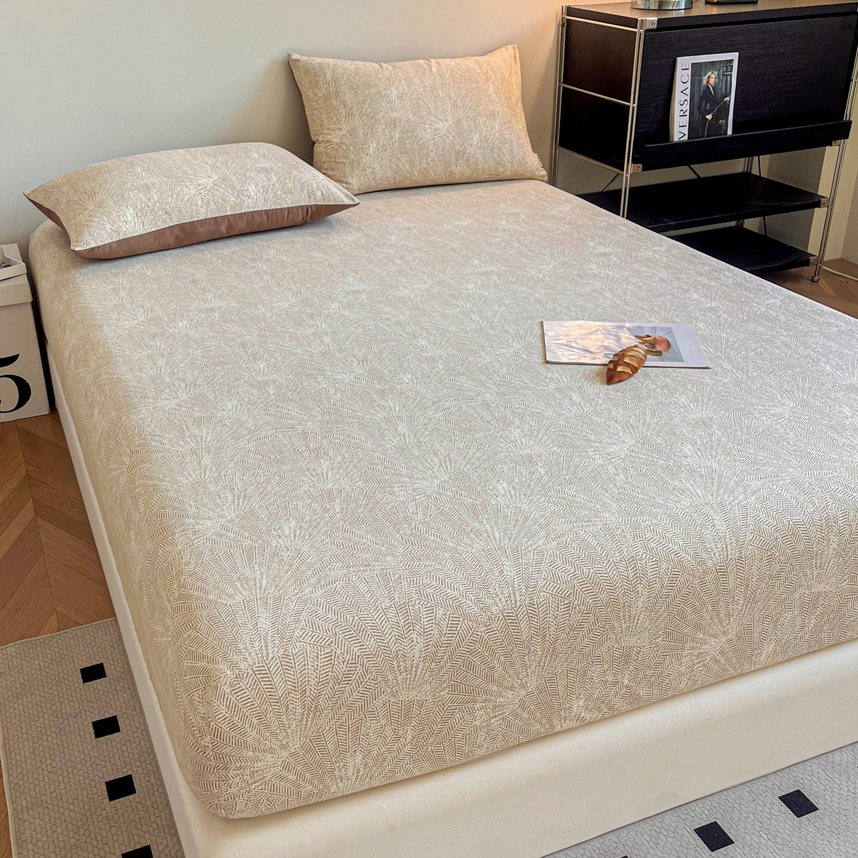 91家纺网 家纺一手货源 找家纺 慕梵家居2025新款100%全棉磨毛单床笠 织语