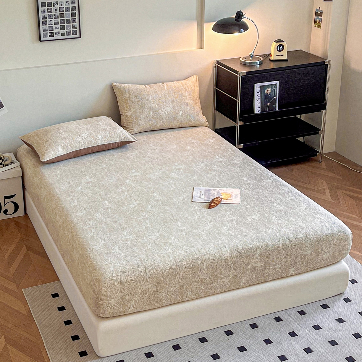 91家纺网 家纺一手货源 找家纺 慕梵家居2025新款100%全棉磨毛单床笠 织语