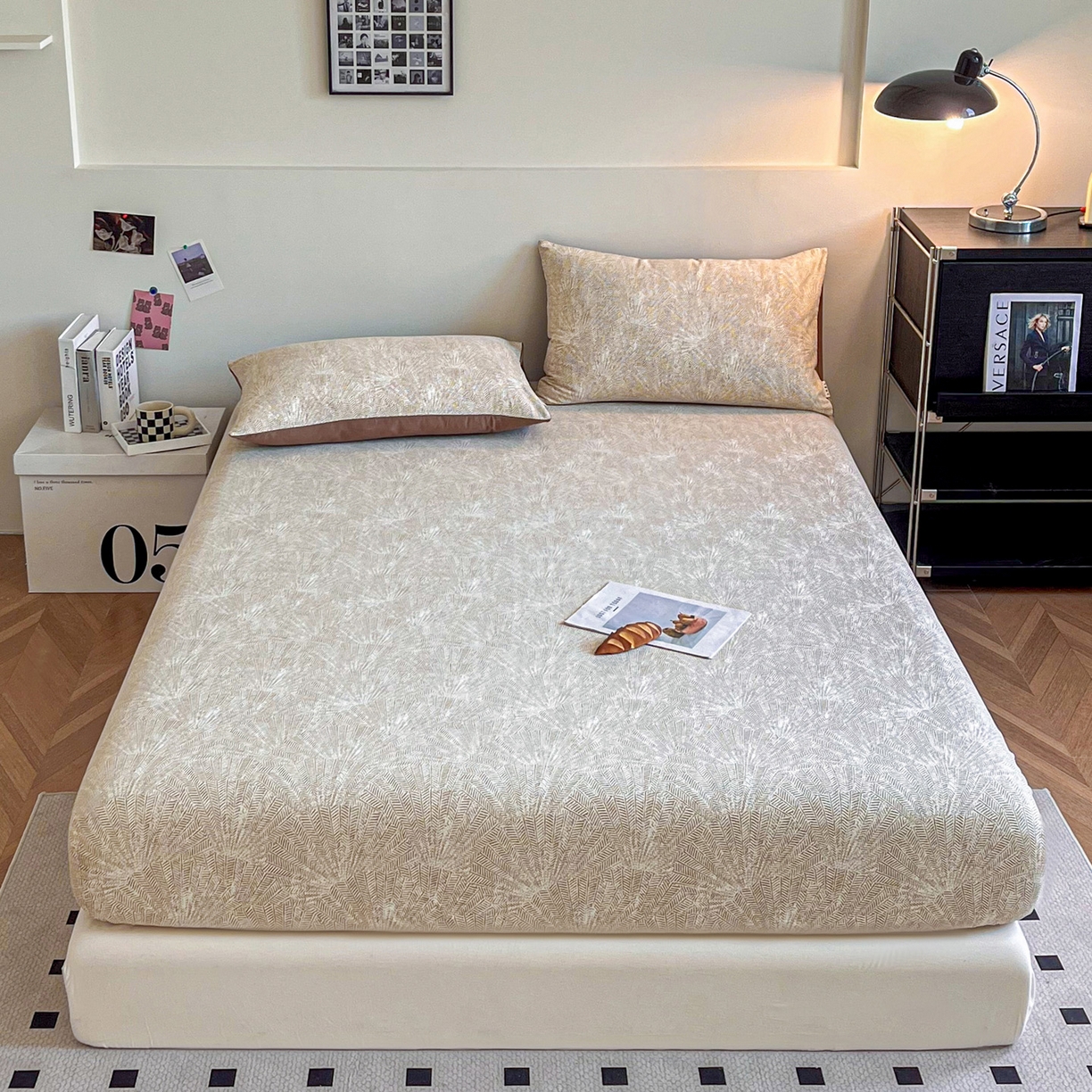 91家纺网 家纺一手货源 找家纺 慕梵家居2025新款100%全棉磨毛单床笠 织语