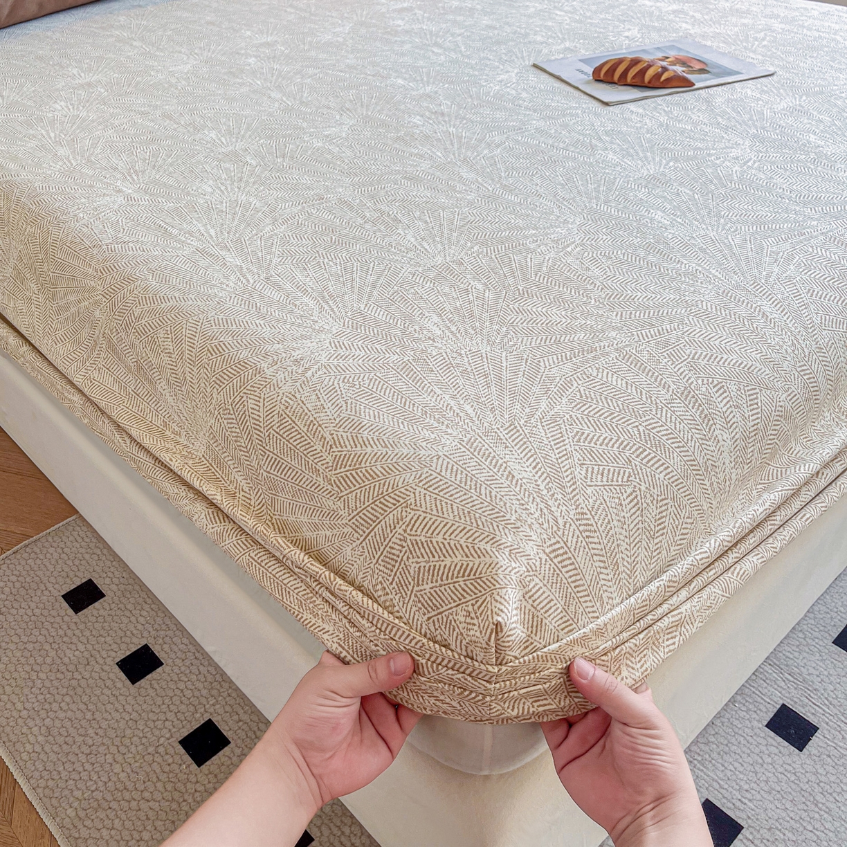 91家纺网 家纺一手货源 找家纺 慕梵家居2025新款100%全棉磨毛单床笠 织语