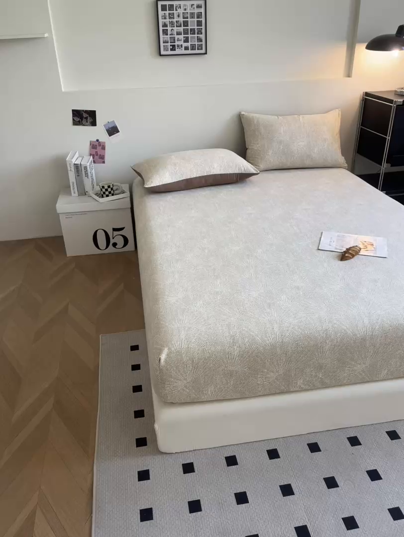 91家纺网 家纺一手货源 找家纺 慕梵家居2025新款100%全棉磨毛单床笠 织语