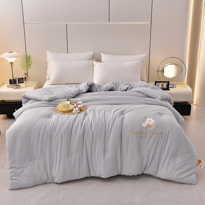 91家纺网 家纺一手货源 找家纺 小牛席业 2025新款棉花朵朵-新疆棉花被系列 棉花朵朵-新疆棉花被（灰色）