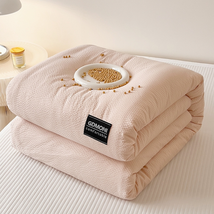 91家纺网 家纺一手货源 找家纺 宝士康家纺 2025新款10A抗菌泡泡棉大豆冬被卡其