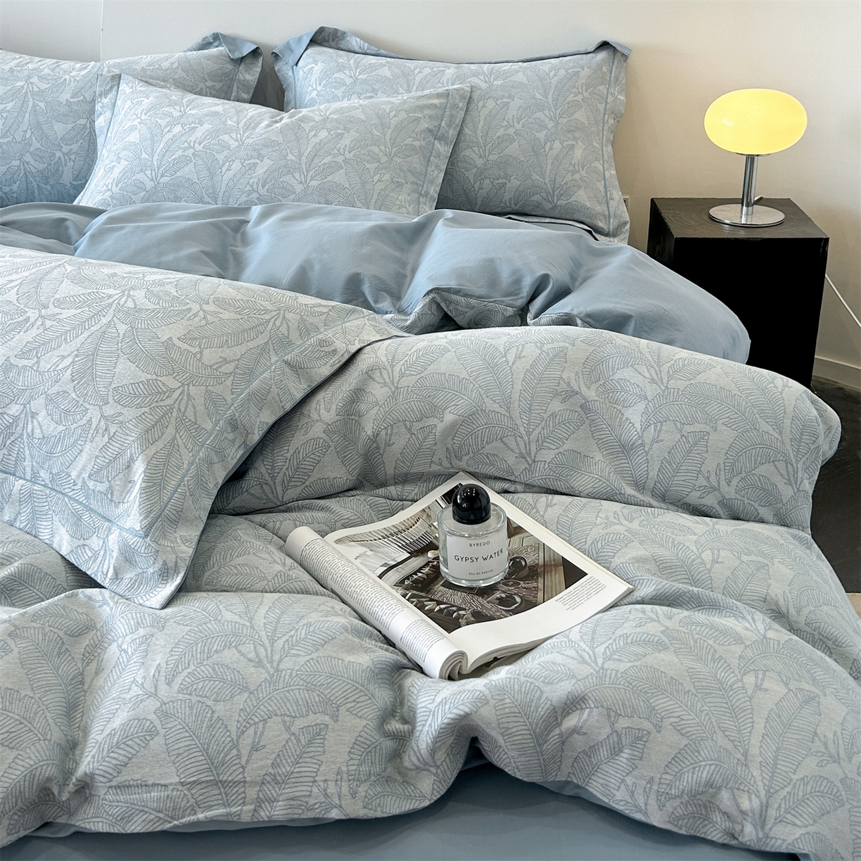 91家纺网 家纺一手货源 找家纺 锦彩家居 2025新款A类60支全棉色织提花四件套 琼枝玉叶-雅兰