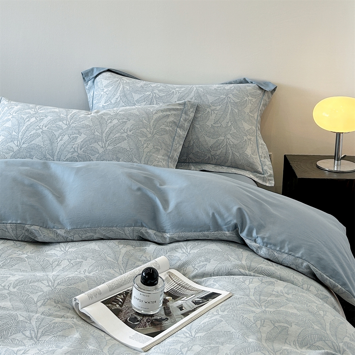 91家纺网 家纺一手货源 找家纺 锦彩家居 2025新款A类60支全棉色织提花四件套 琼枝玉叶-雅兰