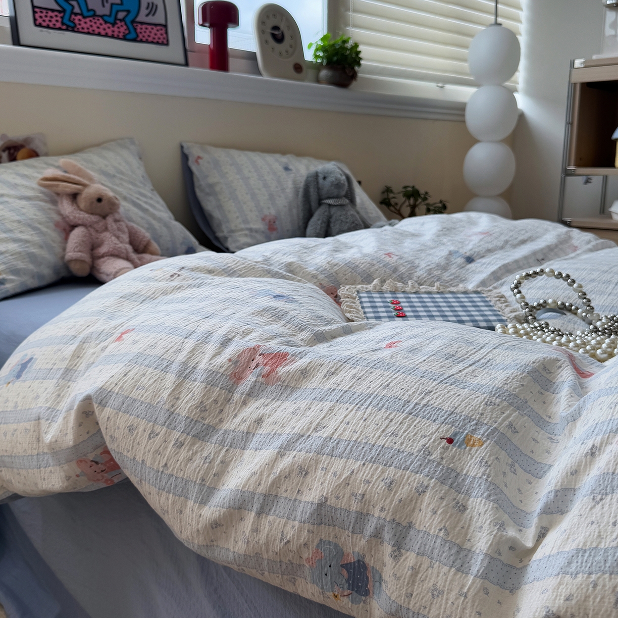 91家纺网 家纺一手货源 找家纺 （总）水墨江南 2025新款高克重云感双层纱印花四件套-场景二