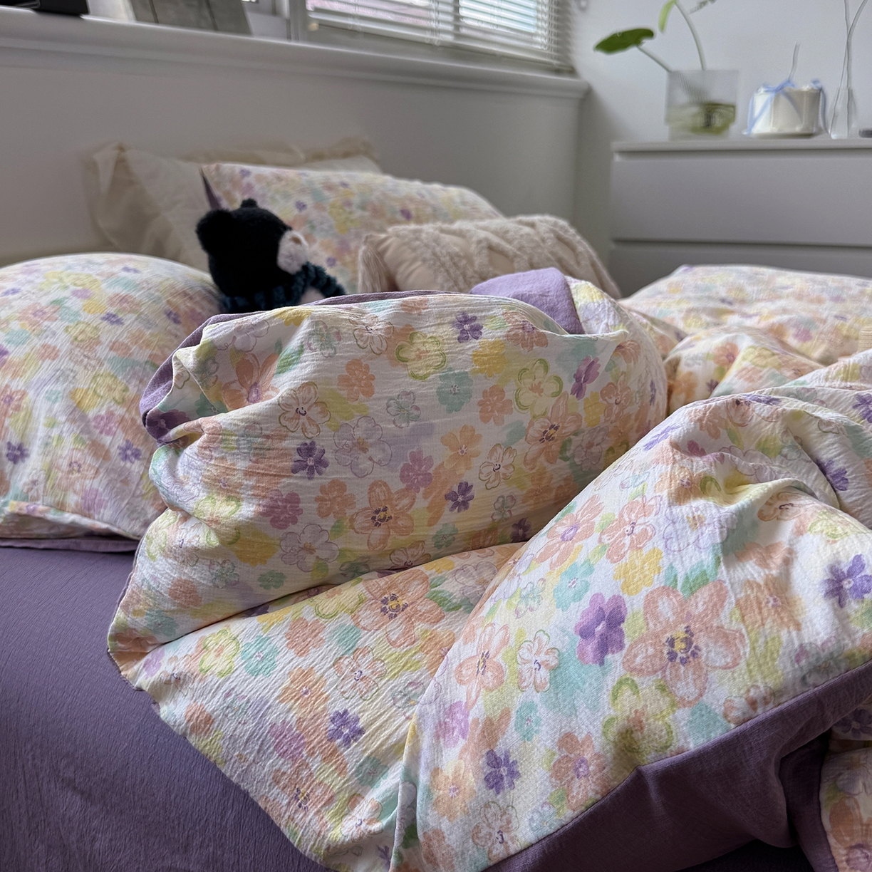 91家纺网 家纺一手货源 找家纺 （总）水墨江南 2025新款高克重云感双层纱印花四件套-场景二