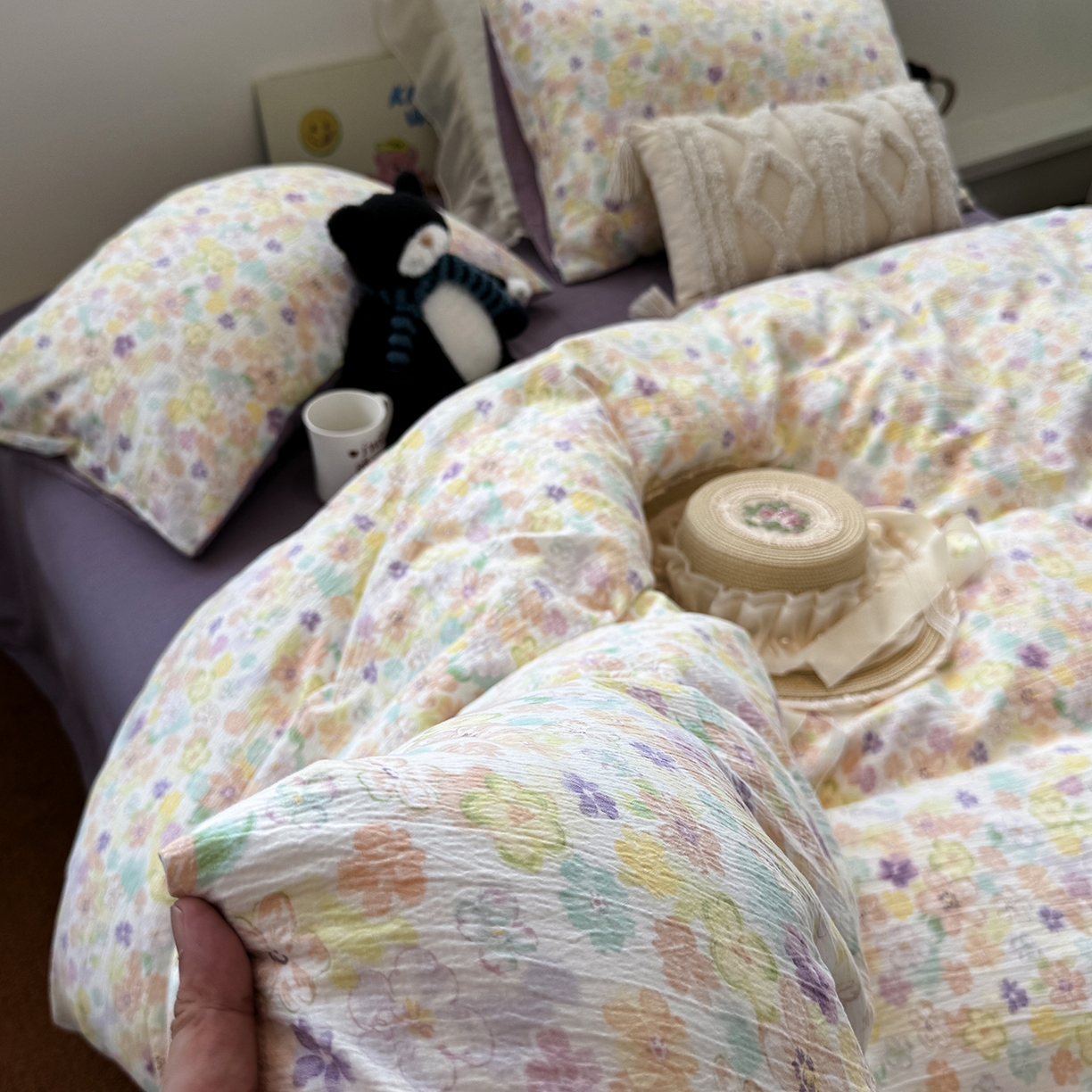 91家纺网 家纺一手货源 找家纺 （总）水墨江南 2025新款高克重云感双层纱印花四件套-场景二