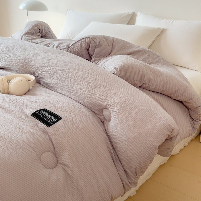 宝士康家纺 2025新款10A抗菌泡泡棉大豆冬被浅灰