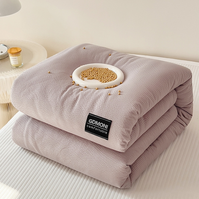 91家纺网 家纺一手货源 找家纺 宝士康家纺 2025新款10A抗菌泡泡棉大豆冬被浅灰