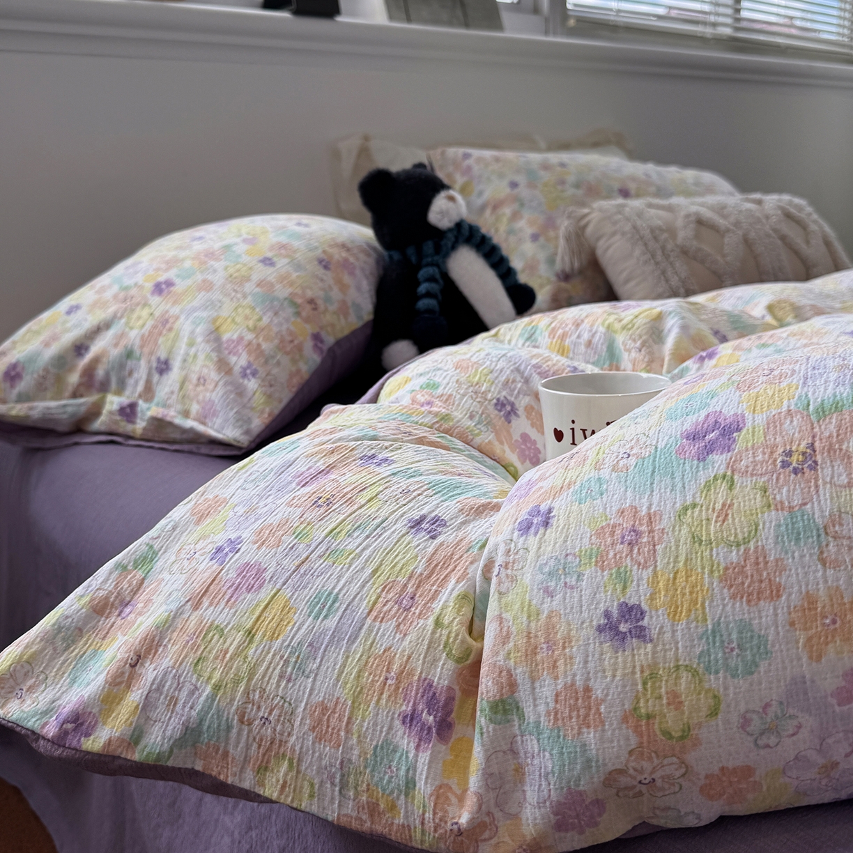 91家纺网 家纺一手货源 找家纺 （总）水墨江南 2025新款高克重云感双层纱印花四件套-场景二