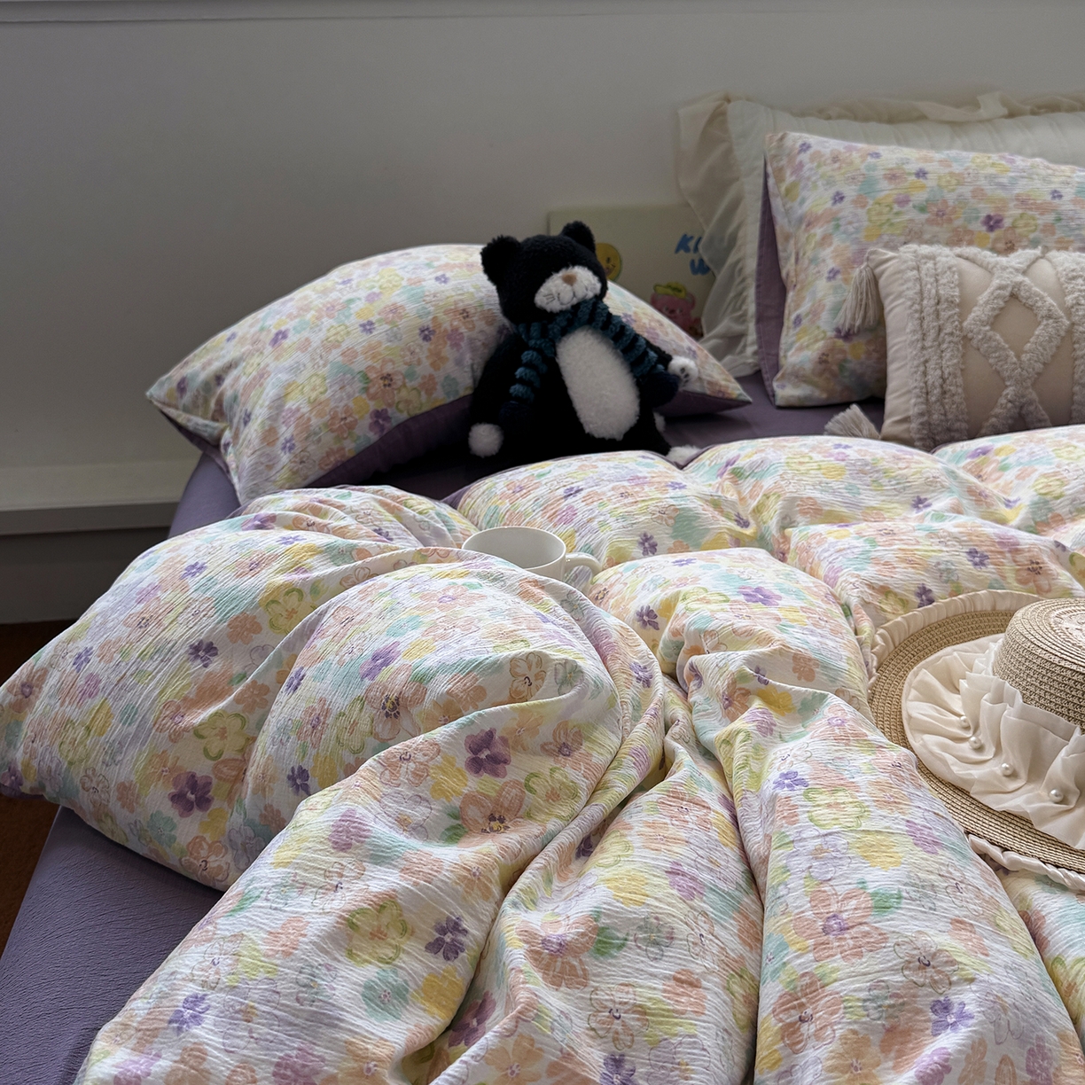 91家纺网 家纺一手货源 找家纺 （总）水墨江南 2025新款高克重云感双层纱印花四件套-场景二