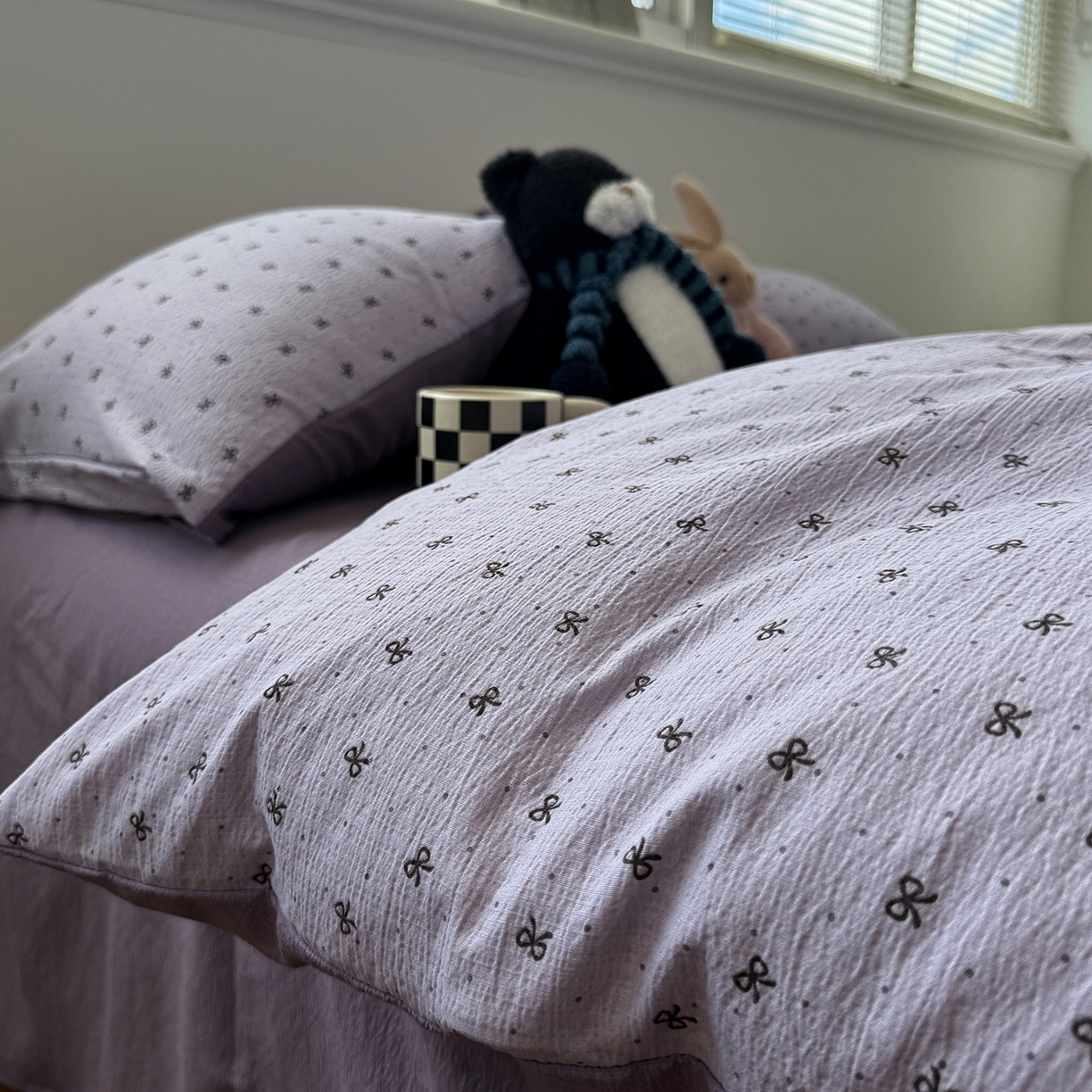 水墨江南 2025新款高克重云感双层纱印花四件套-场景二 欢乐颂