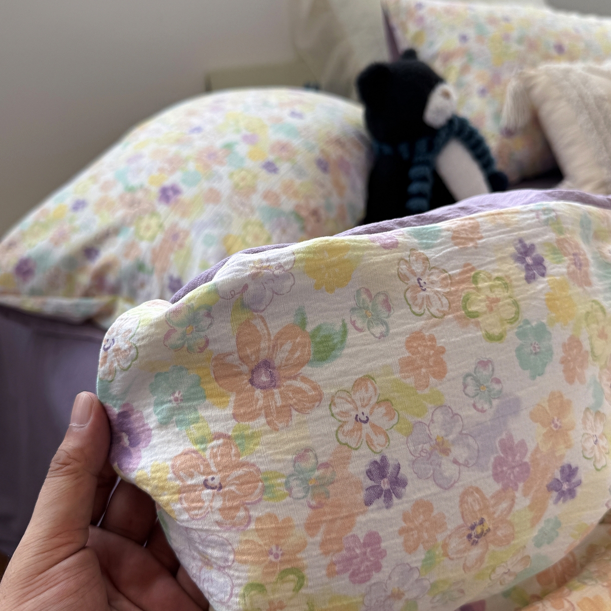 91家纺网 家纺一手货源 找家纺 （总）水墨江南 2025新款高克重云感双层纱印花四件套-场景二