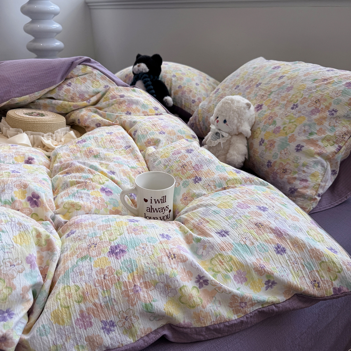 91家纺网 家纺一手货源 找家纺 （总）水墨江南 2025新款高克重云感双层纱印花四件套-场景二