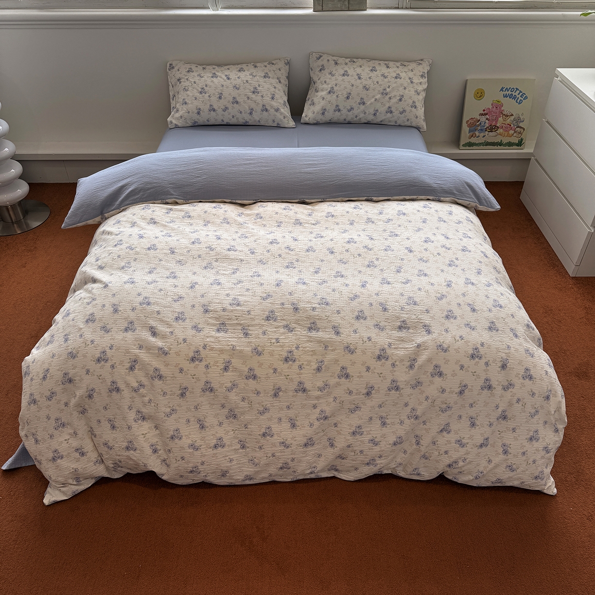 91家纺网 家纺一手货源 找家纺 水墨江南 2025新款高克重云感双层纱印花四件套-场景二 幽香