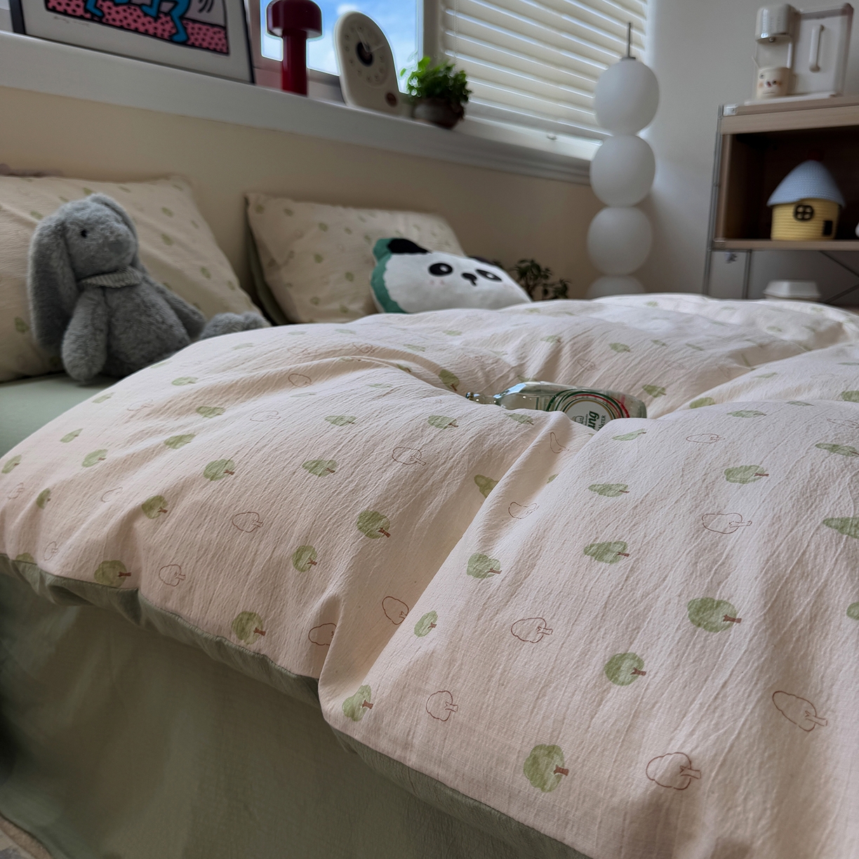 水墨江南 2025新款高克重云感双层纱印花四件套-场景二 绿意