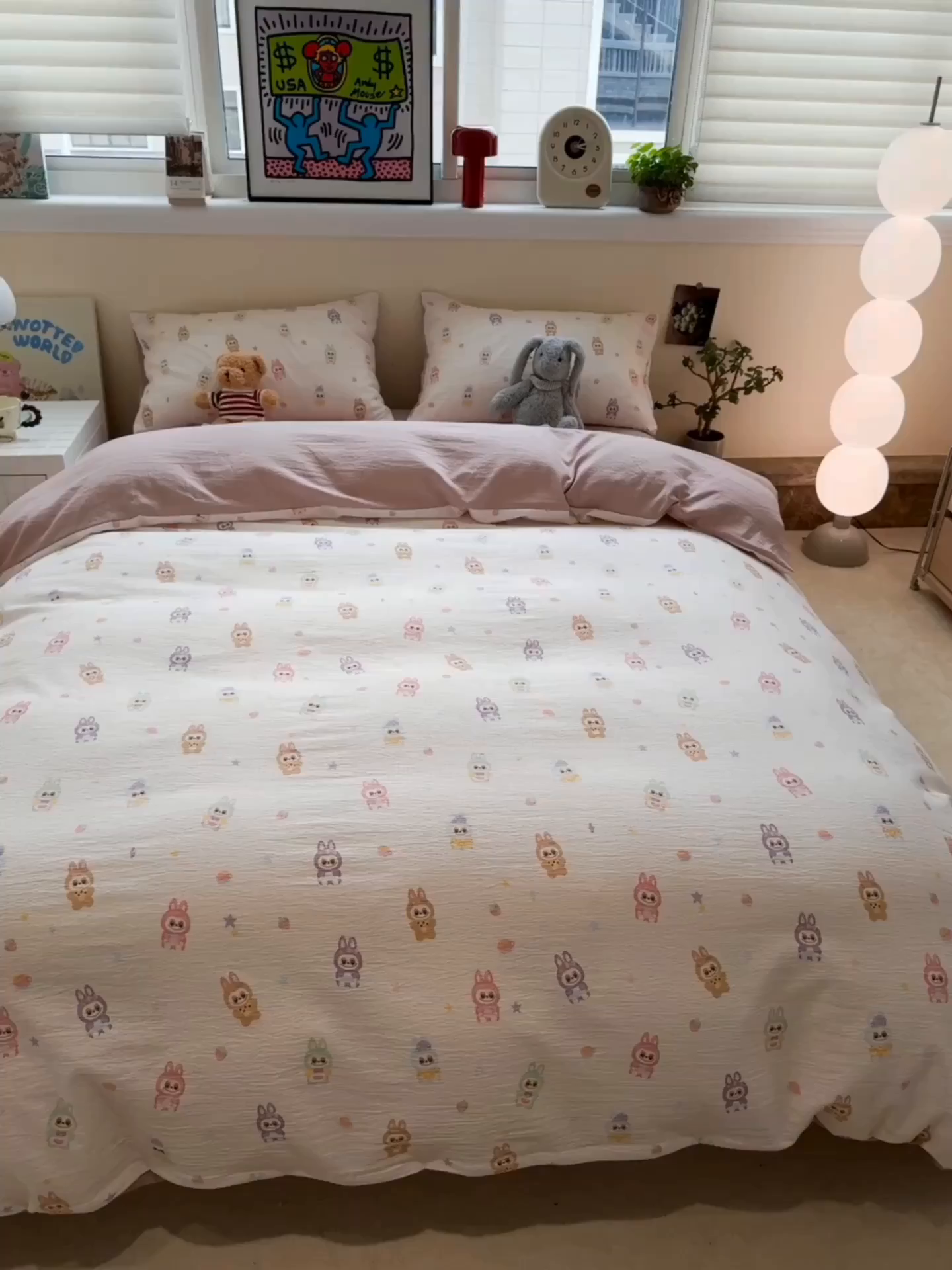 91家纺网 家纺一手货源 找家纺 水墨江南 2025新款高克重云感双层纱印花四件套-场景二 快乐布布