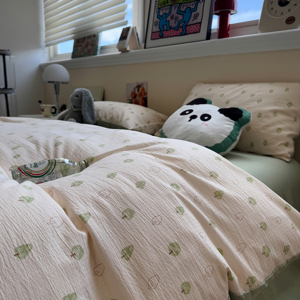 91家纺网 家纺一手货源 找家纺 水墨江南 2025新款高克重云感双层纱印花四件套-场景二 绿意