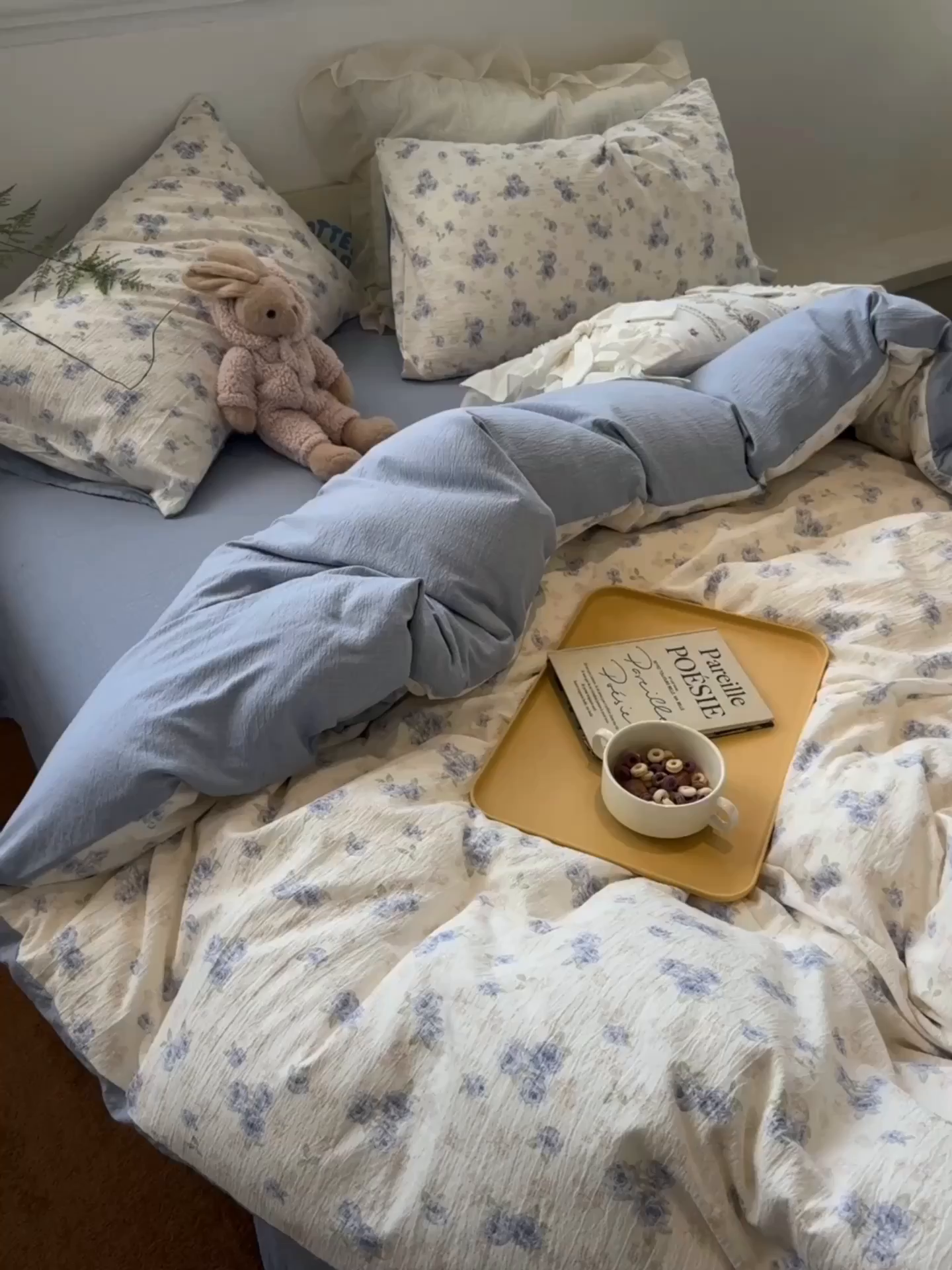 91家纺网 家纺一手货源 找家纺 水墨江南 2025新款高克重云感双层纱印花四件套-场景二 幽香