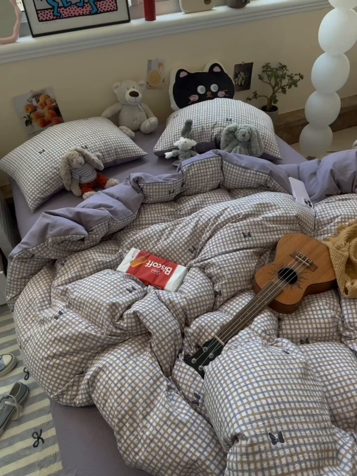 91家纺网 家纺一手货源 找家纺 水墨江南 2025新款高克重云感双层纱印花四件套-场景二 可爱蝴蝶结