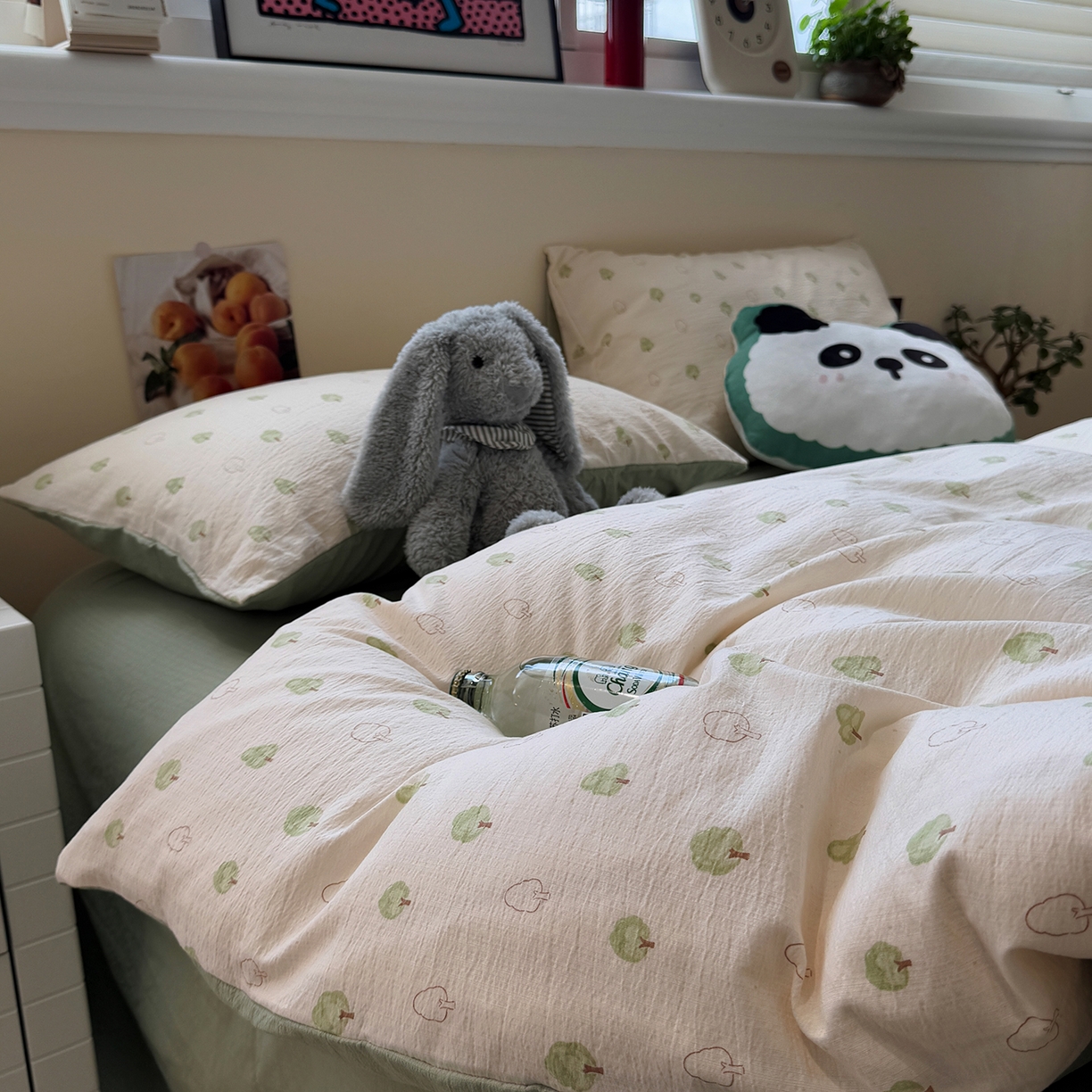 91家纺网 家纺一手货源 找家纺 水墨江南 2025新款高克重云感双层纱印花四件套-场景二 绿意