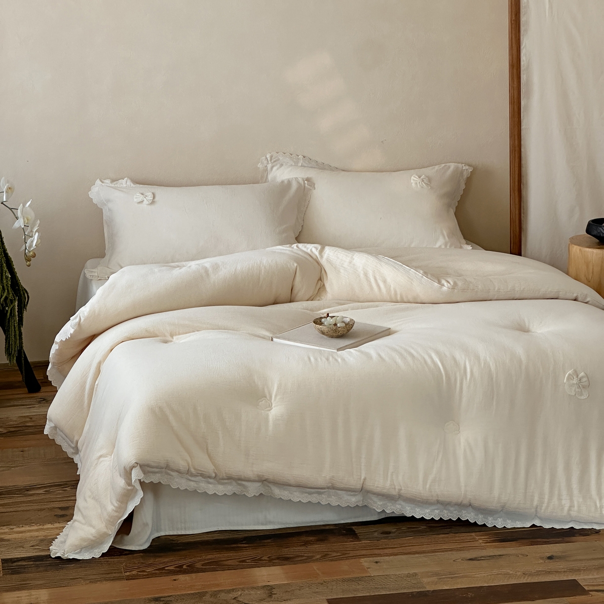 91家纺网 家纺一手货源 找家纺 （总）一加一 2025新款柔韵抗菌棉麻被子被芯冬被-蝶舞