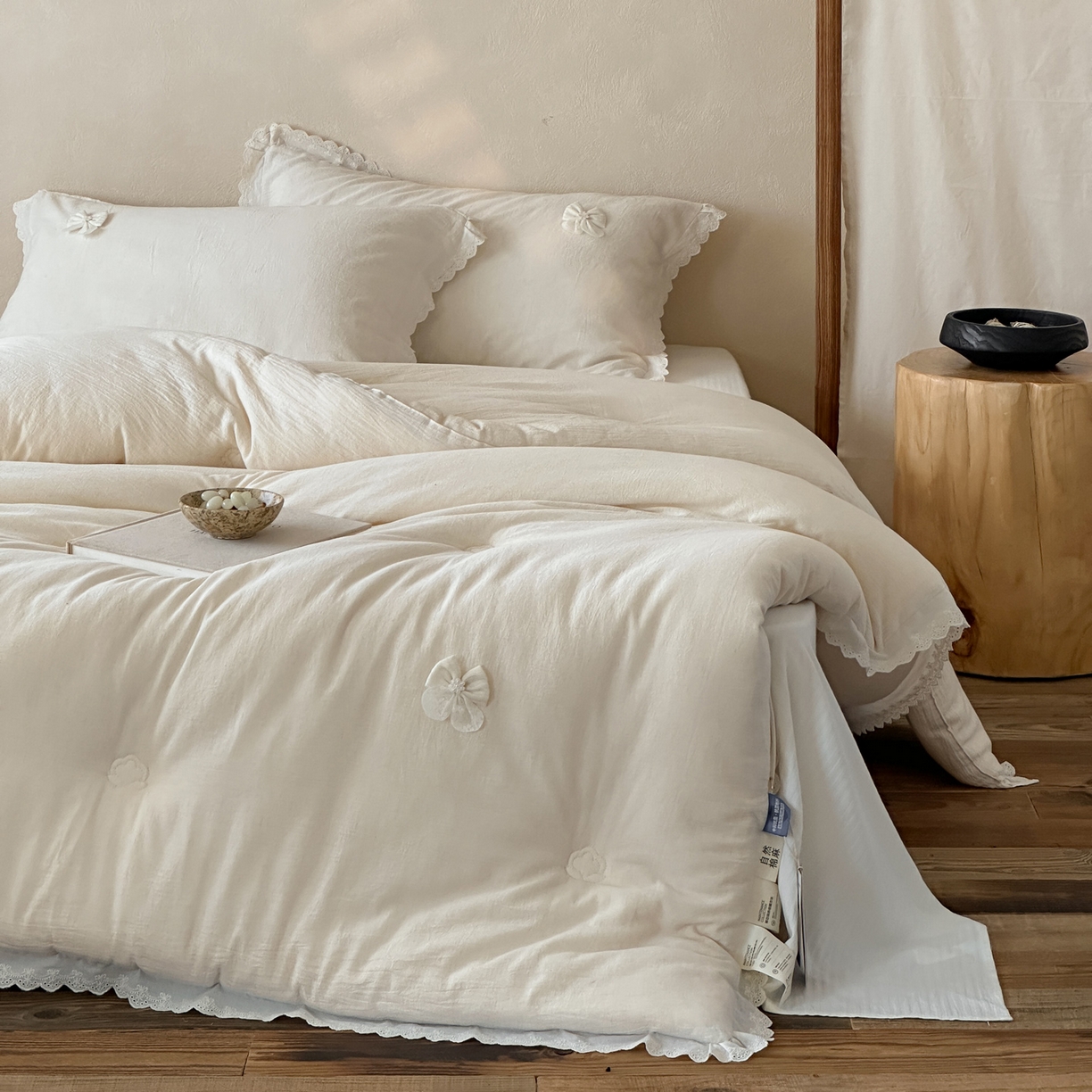 91家纺网 家纺一手货源 找家纺 （总）一加一 2025新款柔韵抗菌棉麻被子被芯冬被-蝶舞