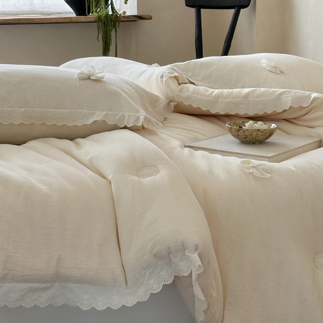 91家纺网 家纺一手货源 找家纺 （总）一加一 2025新款柔韵抗菌棉麻被子被芯冬被-蝶舞