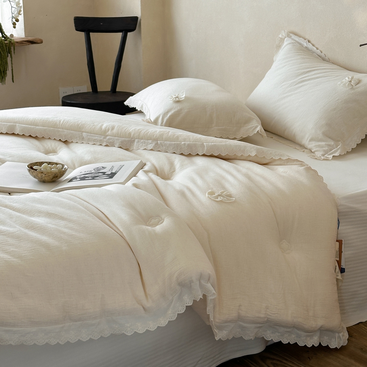 91家纺网 家纺一手货源 找家纺 （总）一加一 2025新款柔韵抗菌棉麻被子被芯冬被-蝶舞