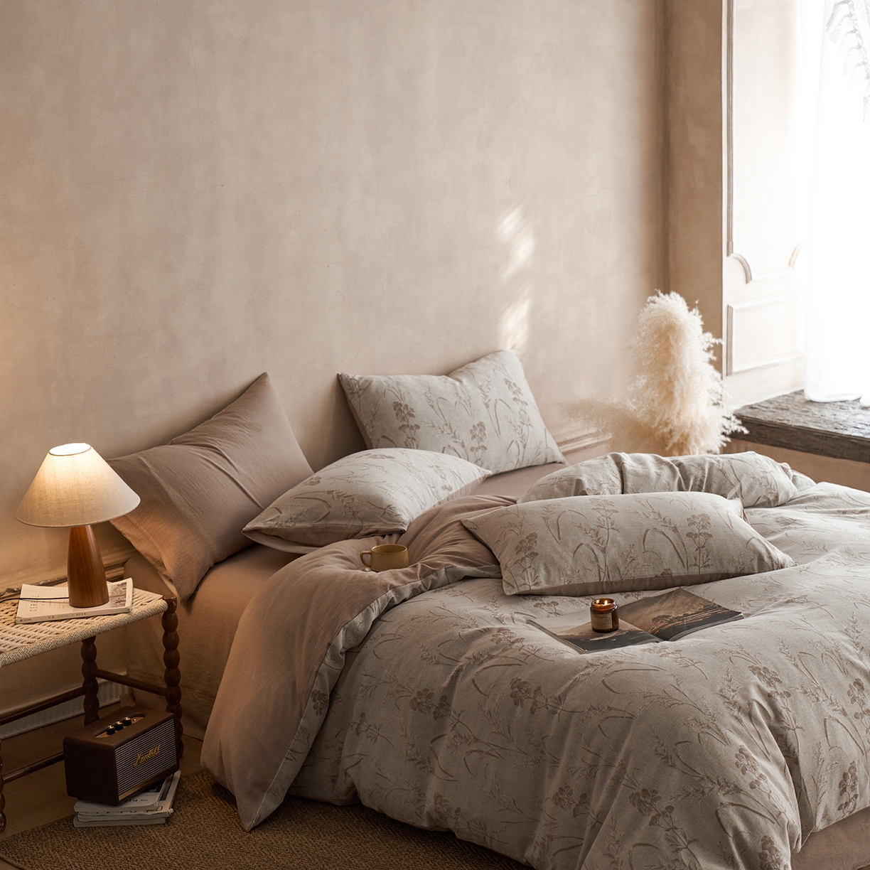 91家纺网 家纺一手货源 找家纺 （总）清雅福 2025新款A类全棉水洗色织大提花四件套