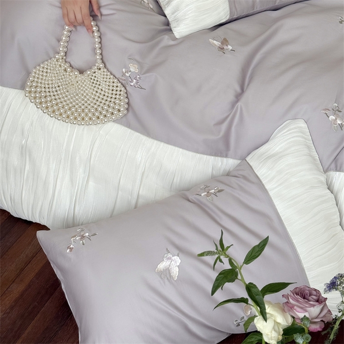 91家纺网 家纺一手货源 找家纺 鹿班家居 2025年秋冬款100S长绒棉精密刺绣系列—弥花集（标准会员-20元） 紫色