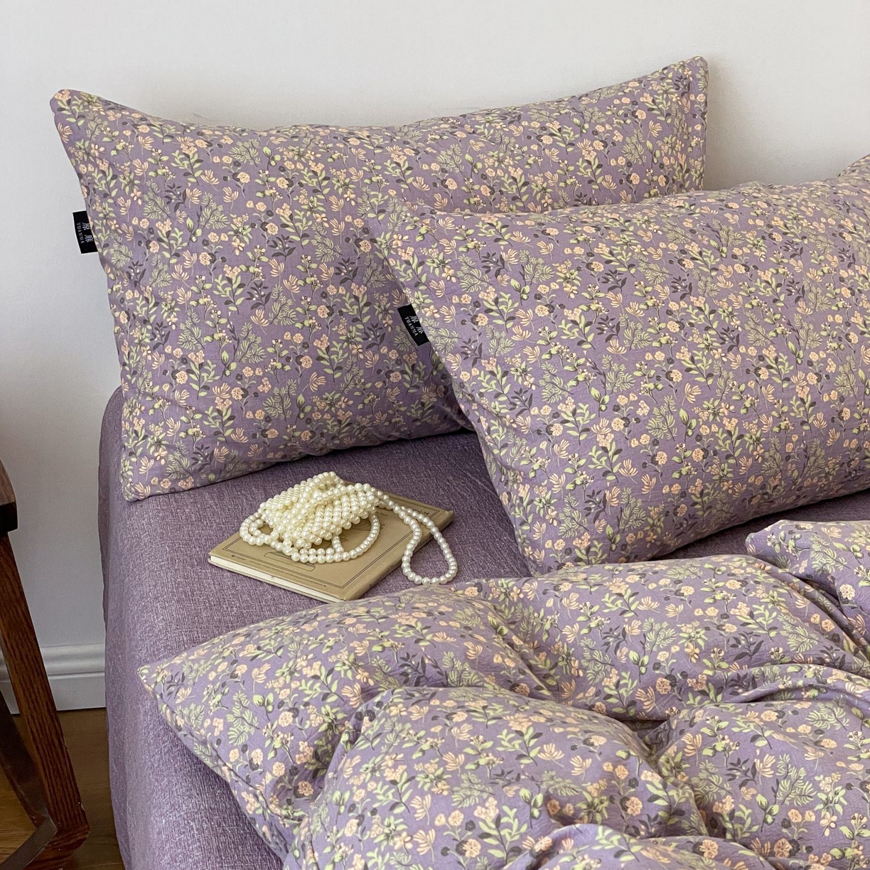 91家纺网 家纺一手货源 找家纺 典曼家纺 2025秋冬新款A类高克重亚麻复古诧季风原麻系列四件套 洛檀紫