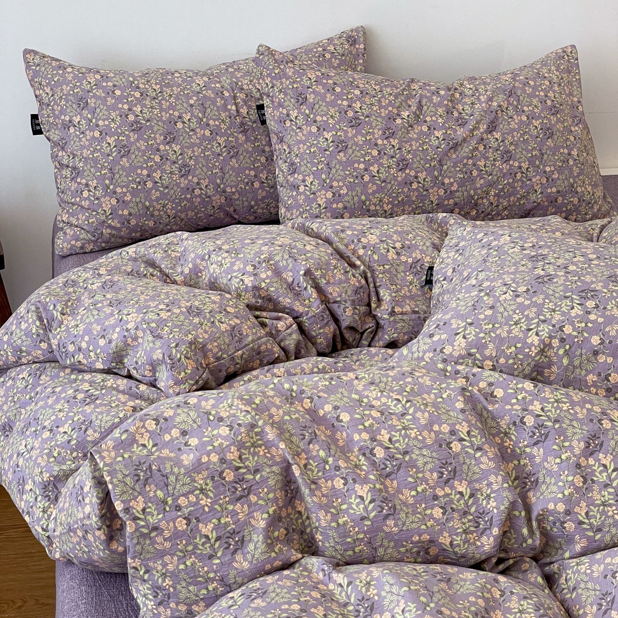 典曼家纺 2025秋冬新款A类高克重亚麻复古诧季风原麻系列四件套 洛檀紫