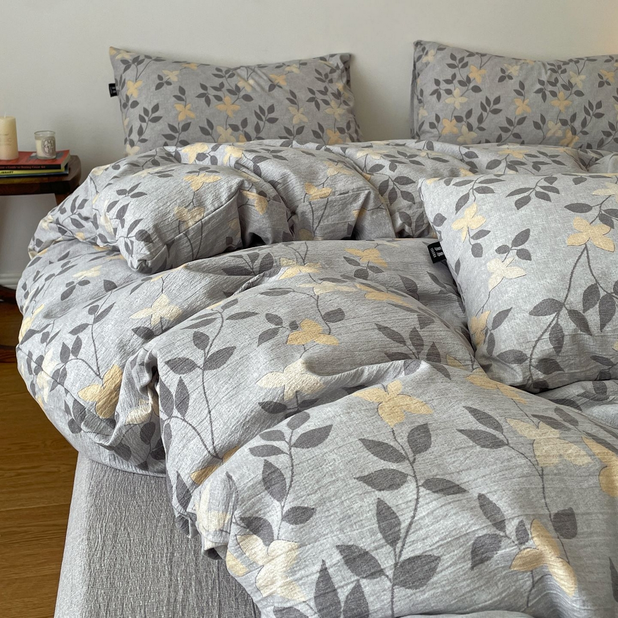 91家纺网 家纺一手货源 找家纺 典曼家纺 2025秋冬新款A类高克重亚麻复古诧季风原麻系列四件套 蔓叶兰