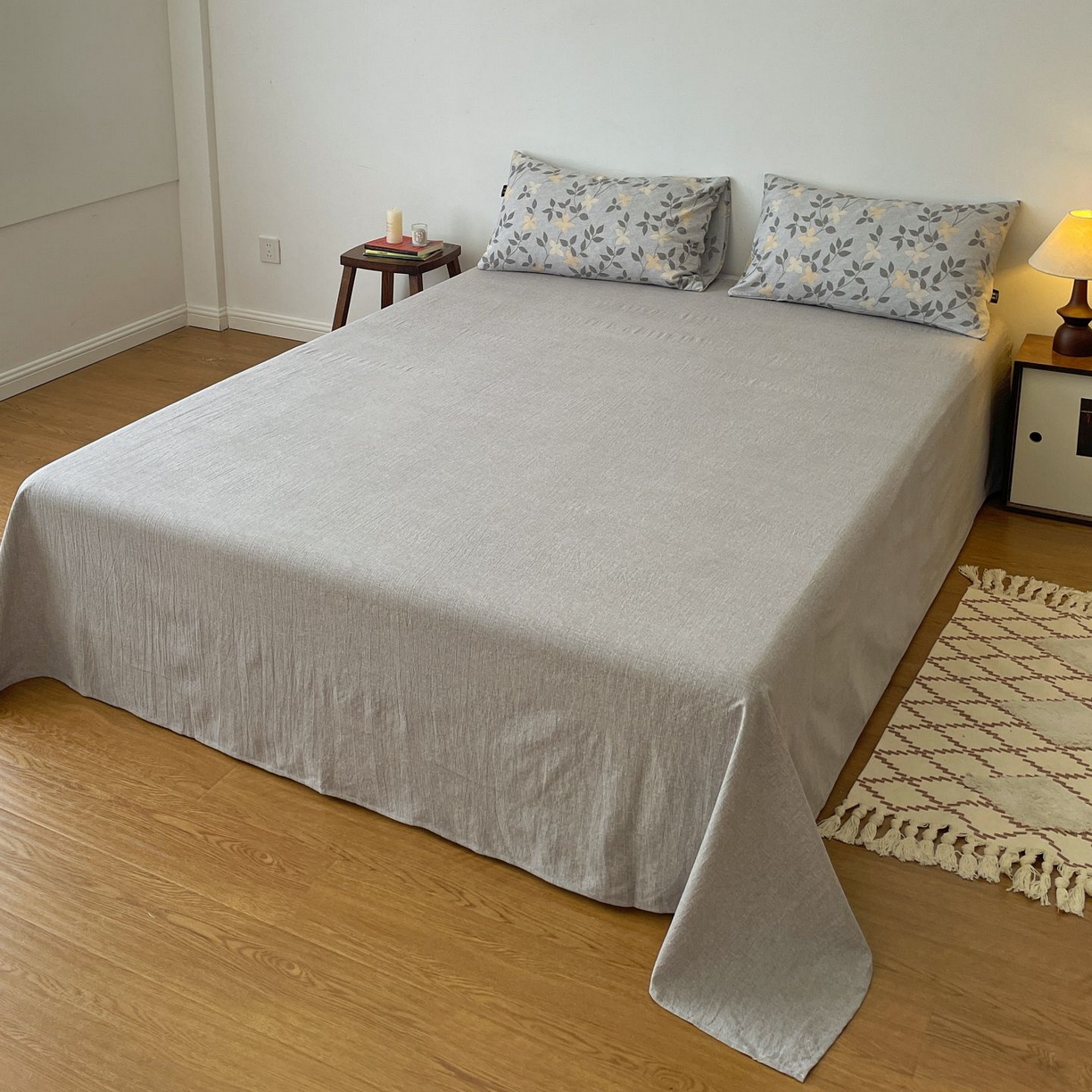 91家纺网 家纺一手货源 找家纺 典曼家纺 2025秋冬新款A类高克重亚麻复古诧季风原麻系列四件套 蔓叶兰