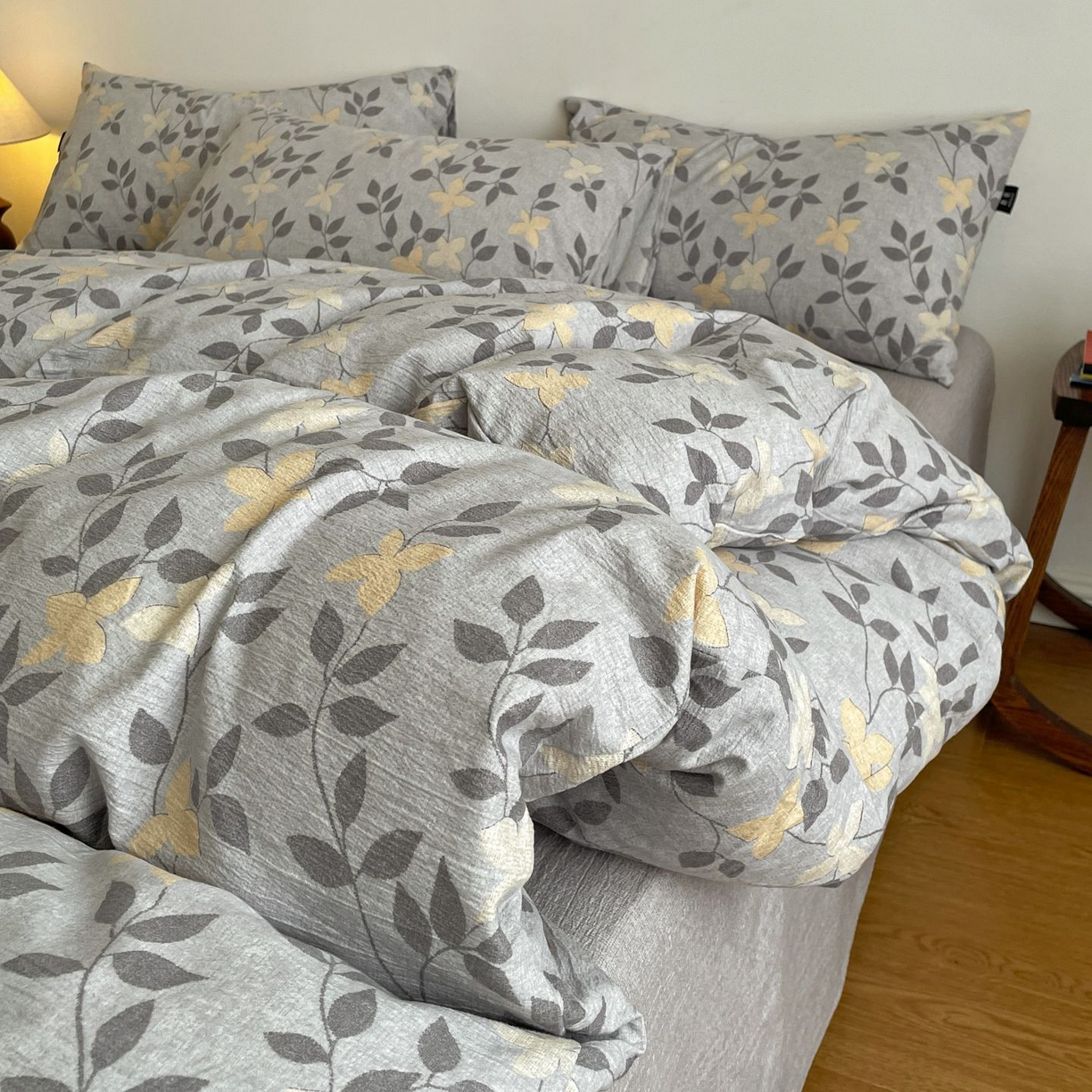 91家纺网 家纺一手货源 找家纺 典曼家纺 2025秋冬新款A类高克重亚麻复古诧季风原麻系列四件套 蔓叶兰