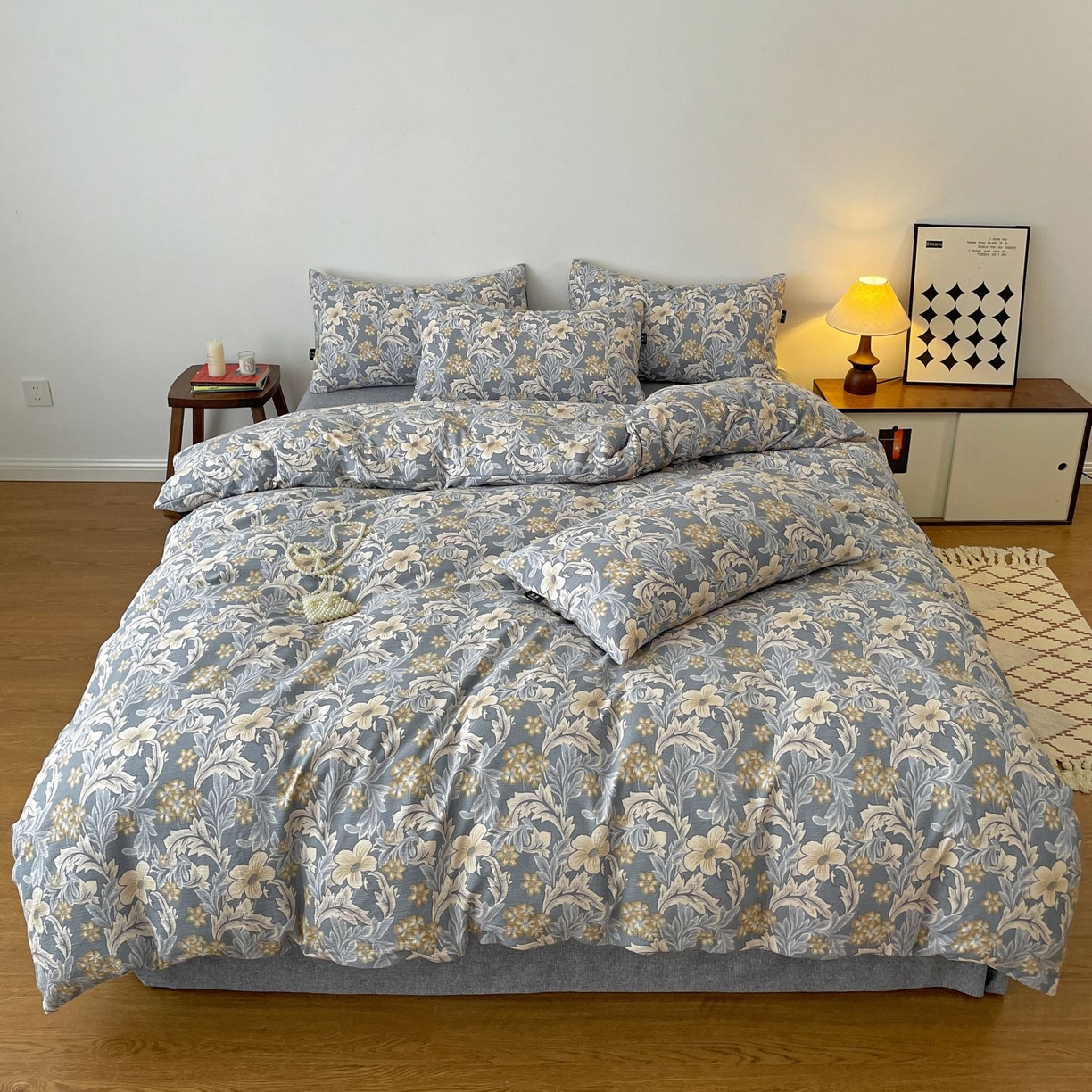 91家纺网 家纺一手货源 找家纺 典曼家纺 2025秋冬新款A类高克重亚麻复古诧季风原麻系列四件套 兰兮