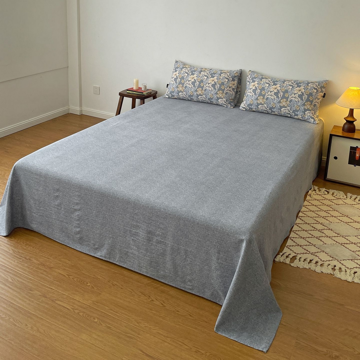 91家纺网 家纺一手货源 找家纺 典曼家纺 2025秋冬新款A类高克重亚麻复古诧季风原麻系列四件套 兰兮