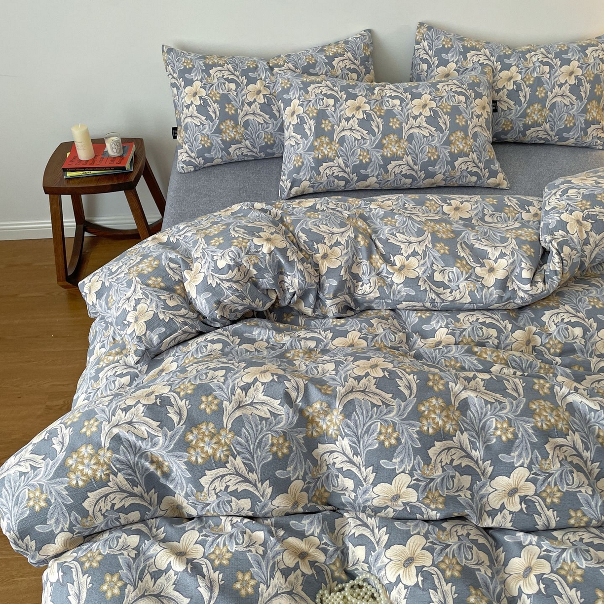 91家纺网 家纺一手货源 找家纺 典曼家纺 2025秋冬新款A类高克重亚麻复古诧季风原麻系列四件套 兰兮