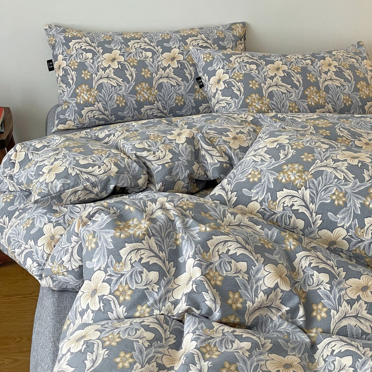 典曼家纺 2025秋冬新款A类高克重亚麻复古诧季风原麻系列四件套 兰兮