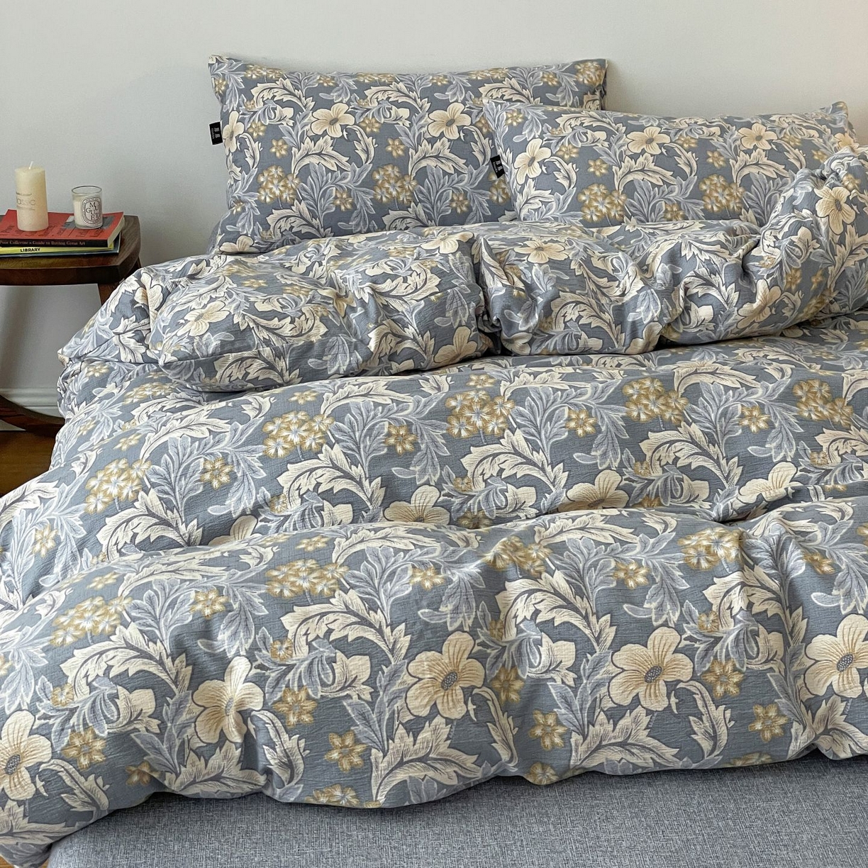 91家纺网 家纺一手货源 找家纺 典曼家纺 2025秋冬新款A类高克重亚麻复古诧季风原麻系列四件套 兰兮