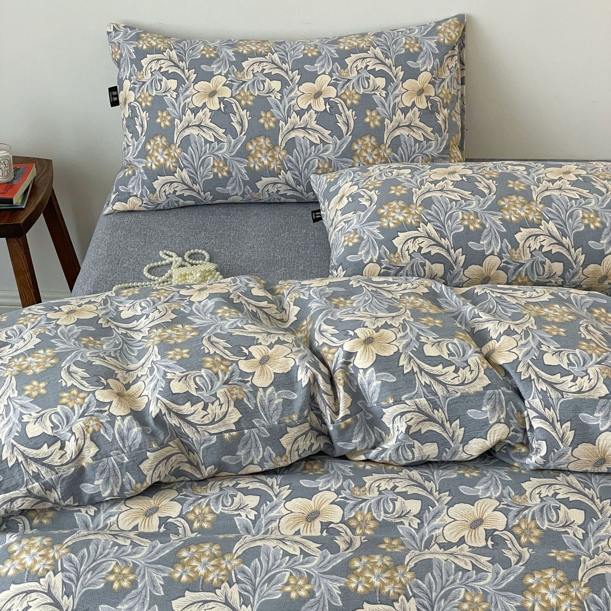 91家纺网 家纺一手货源 找家纺 典曼家纺 2025秋冬新款A类高克重亚麻复古诧季风原麻系列四件套 兰兮