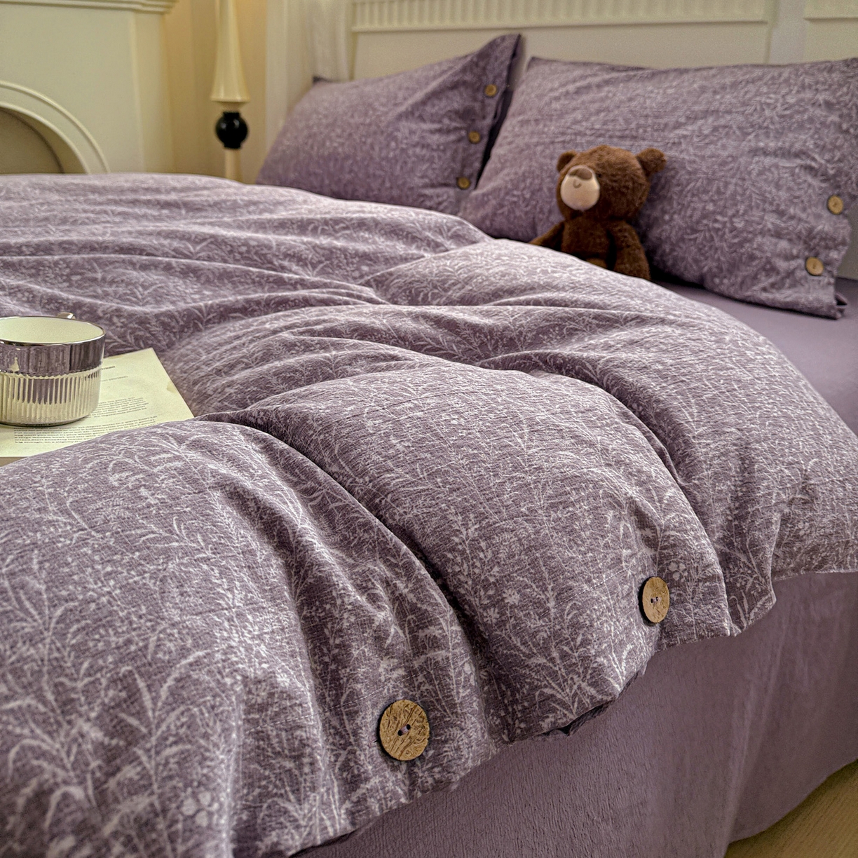 91家纺网 家纺一手货源 找家纺 （总）水墨江南 2025新款原麻复古印花纽扣款四件套