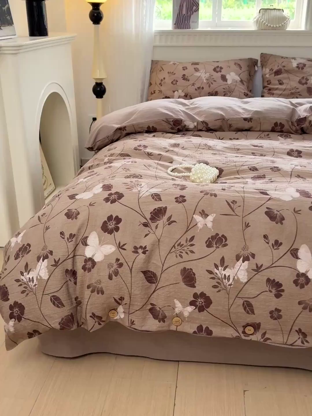 91家纺网 家纺一手货源 找家纺 （总）水墨江南 2025新款原麻复古印花纽扣款四件套