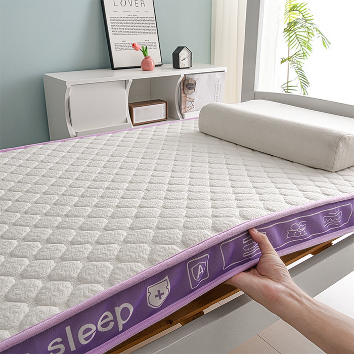 91家纺网 家纺一手货源 找家纺 赫本家纺 2025新款空气层抗压纤维棉立体床垫学生床垫 吉祥格紫